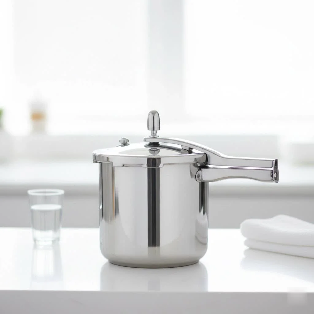 Stovetop pressure cooker with vegetables