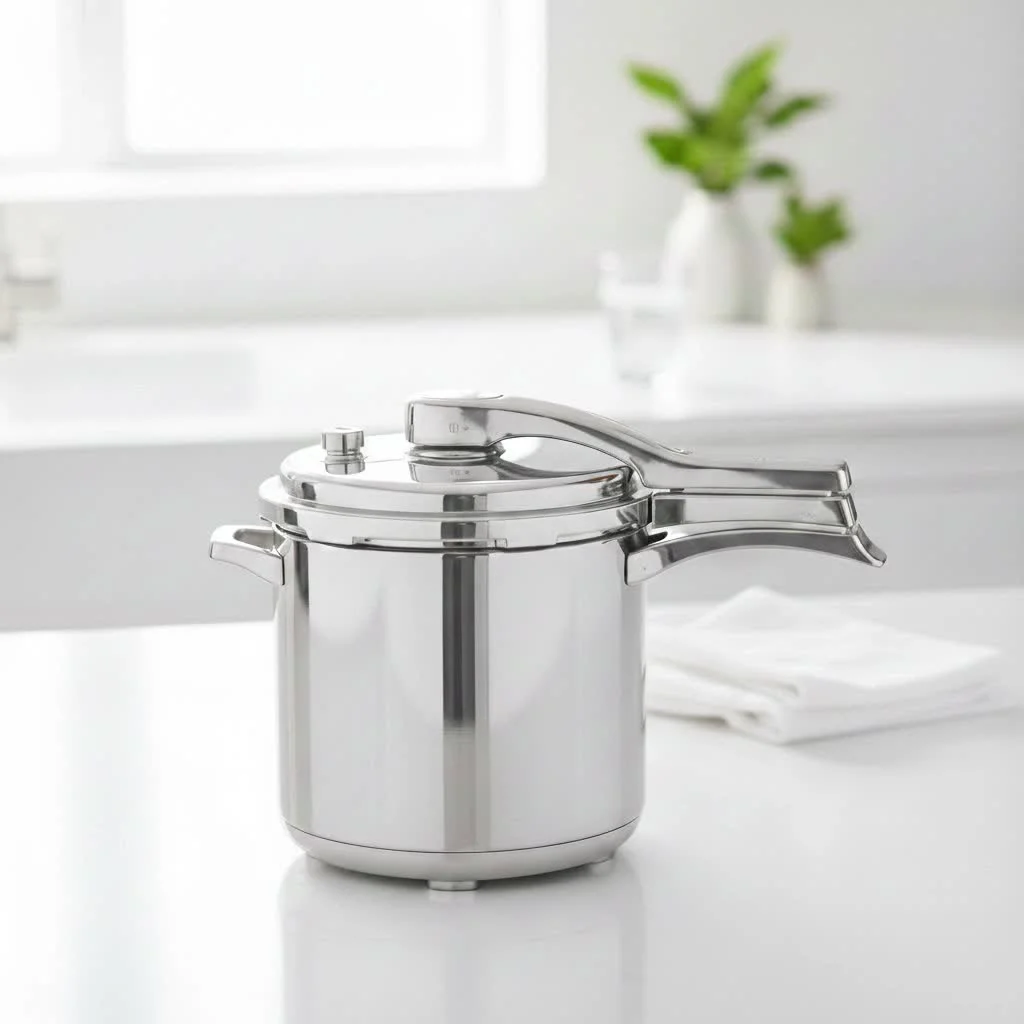 American pressure cooker on a stovetop