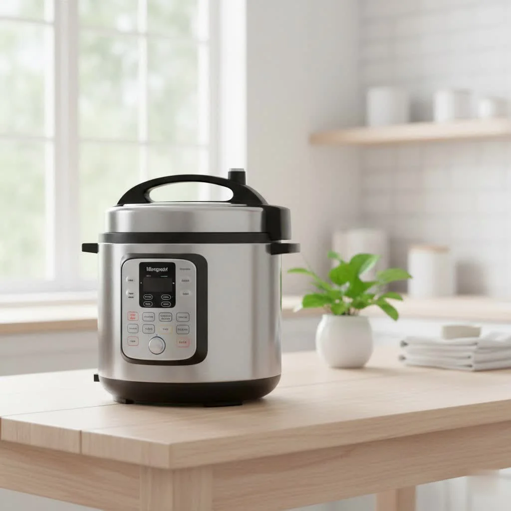 Pressure cooker trivet elevating food inside an Instant Pot