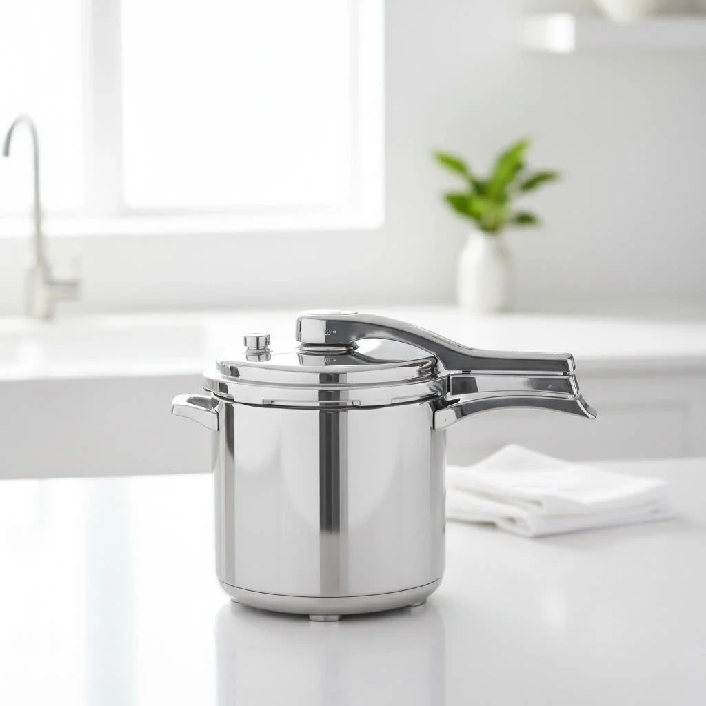 Perfectly cooked fluffy white rice in a pressure cooker